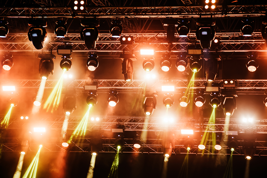 Picture of bright concert lighting on music stage