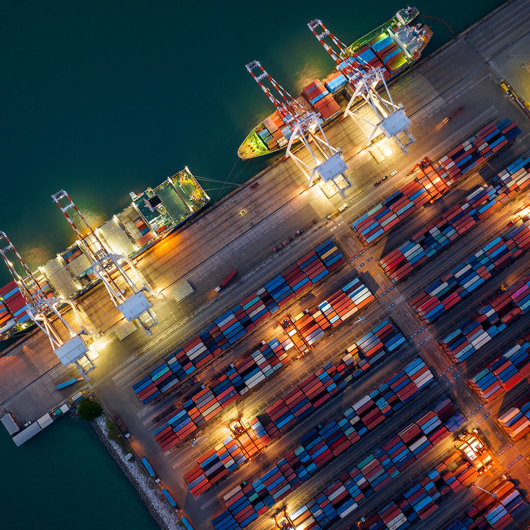 Shipyard Cargo Container Sea Port Freight forwarding service logistics and transportation. International Shipping Depot Custom Port for import export trade Transport Business manufacturing shipping